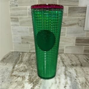 Starbucks Green and Pink Textured Tumbler
